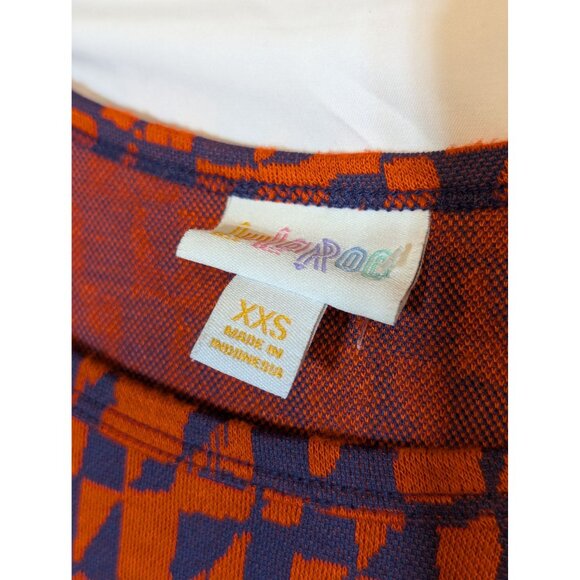 LuLaRoe Carly Dress XXS Red & Blue Geometric Pattern - Picture 4 of 4